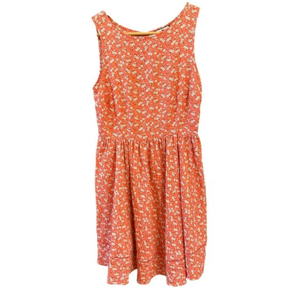 Vintage Y2K Juicy Couture Orange Microfloral Silk Blend Sleeveless Dress Size 2